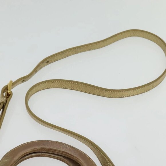 PRADA Logo jacquard Hand Bag Canvas 2way Beige Gold Auth 141533 - Picture 9 of 16